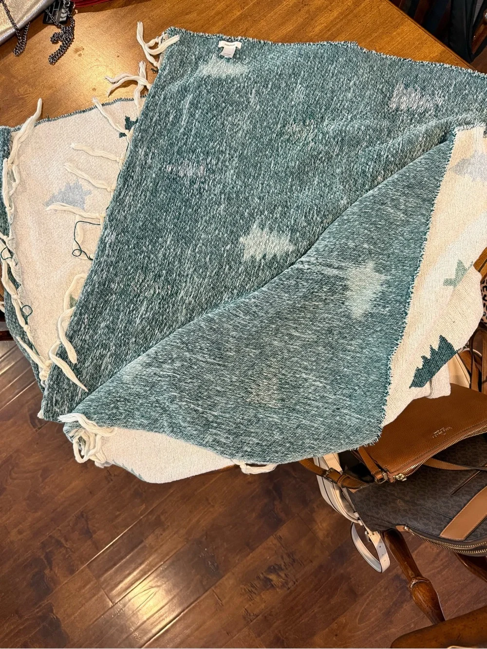 Maurices Green Tree Motif Throw on Cream